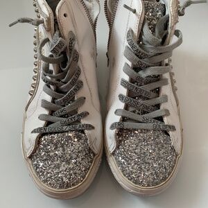 Golden Goose Hightop Slide with glitter